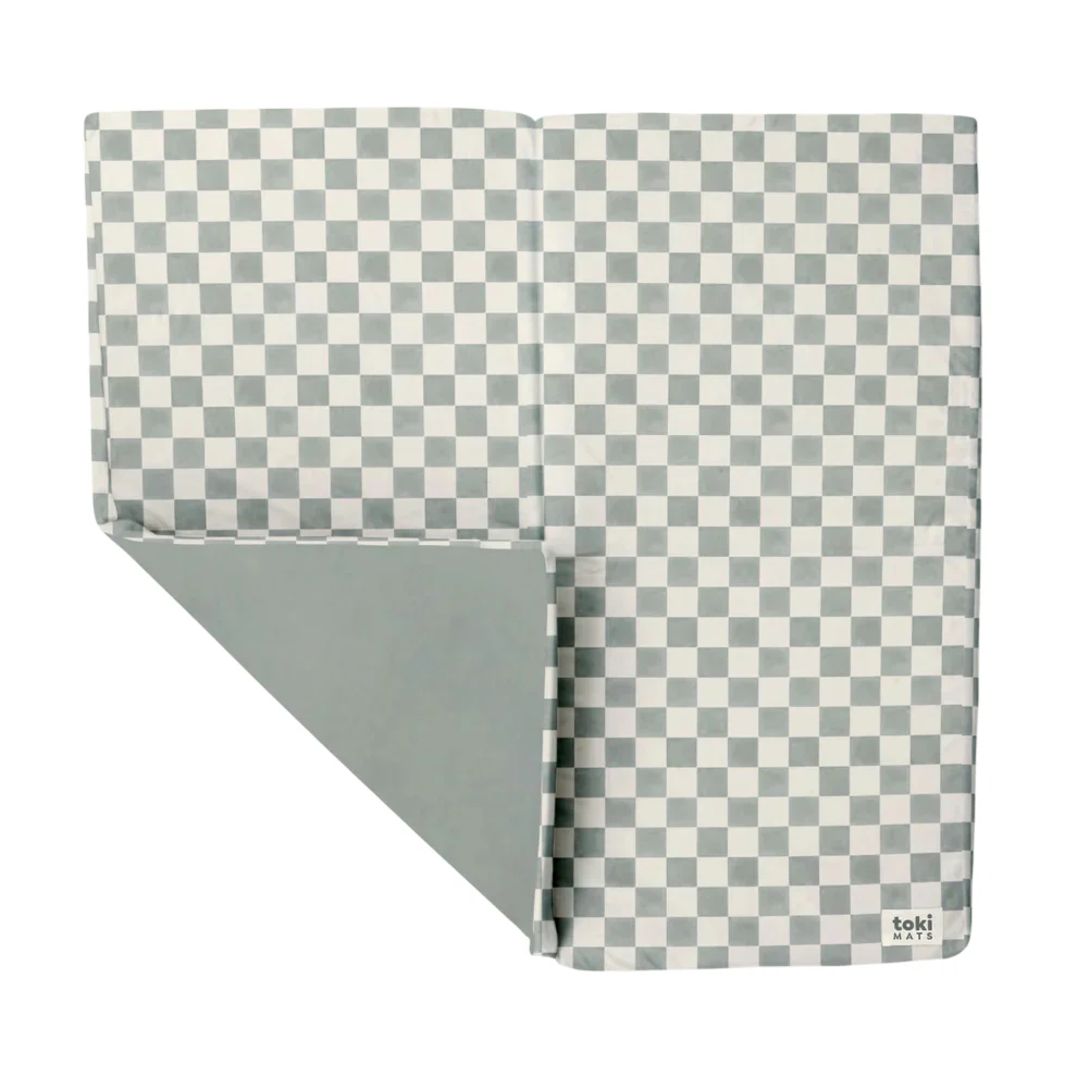 Toki Kids Standard Padded Play Mat 40" x 40", Checker Matcha