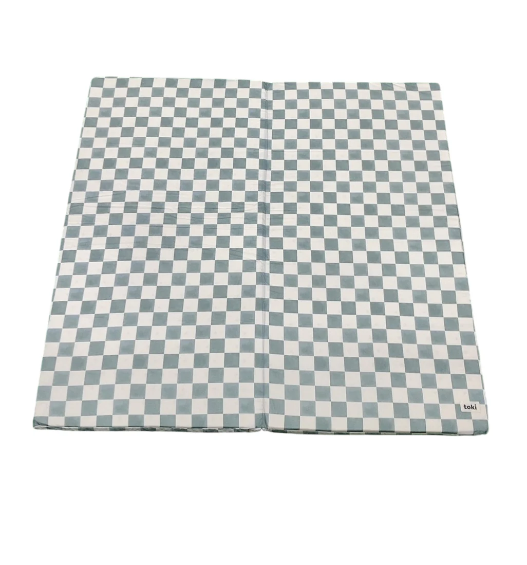 Toki Kids Standard Padded Play Mat 40" x 40", Checker Matcha - Image 2