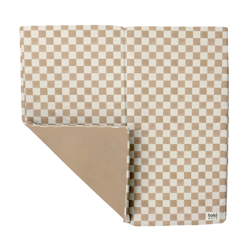 Toki Kids Standard Padded Play Mat 40" x 40", Checker Toffee - Image 8