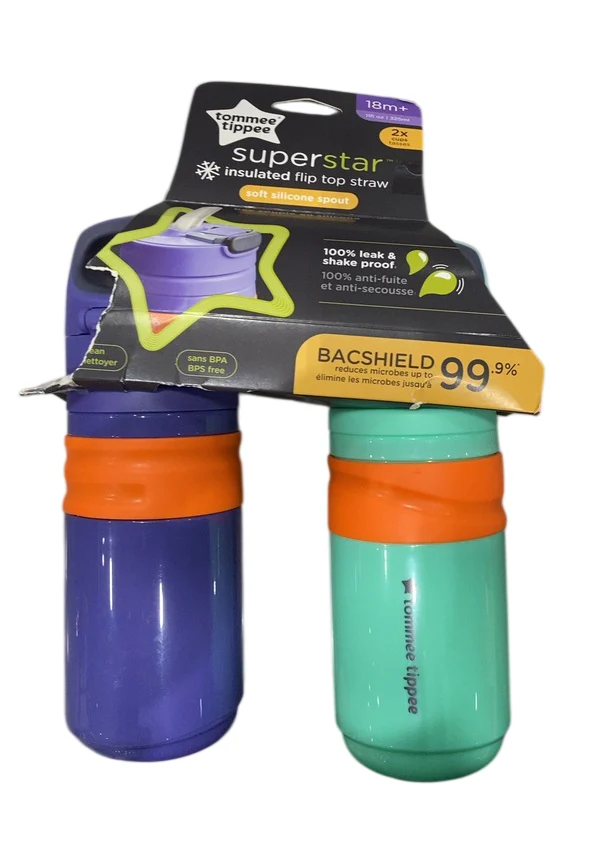 Tommee Tippee Superstar Insulated Water Bottle, 2 Pack, Purple Green - Image 4