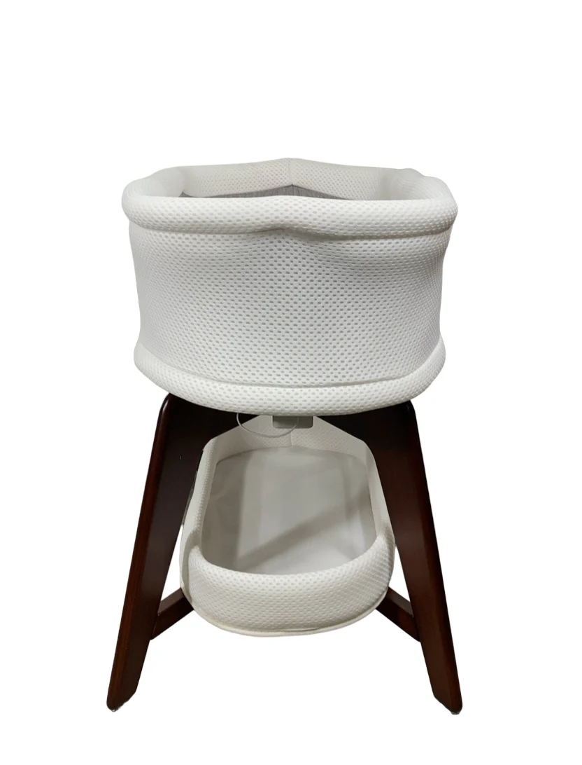 TruBliss Evi Smart Bassinet with Smart Technology, White with Walnut Base - Image 3