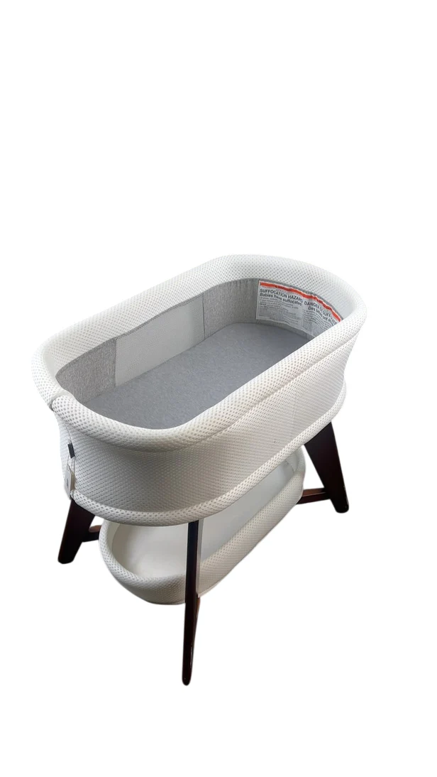 TruBliss Evi Smart Bassinet with Smart Technology, White with Walnut Base - Image 5