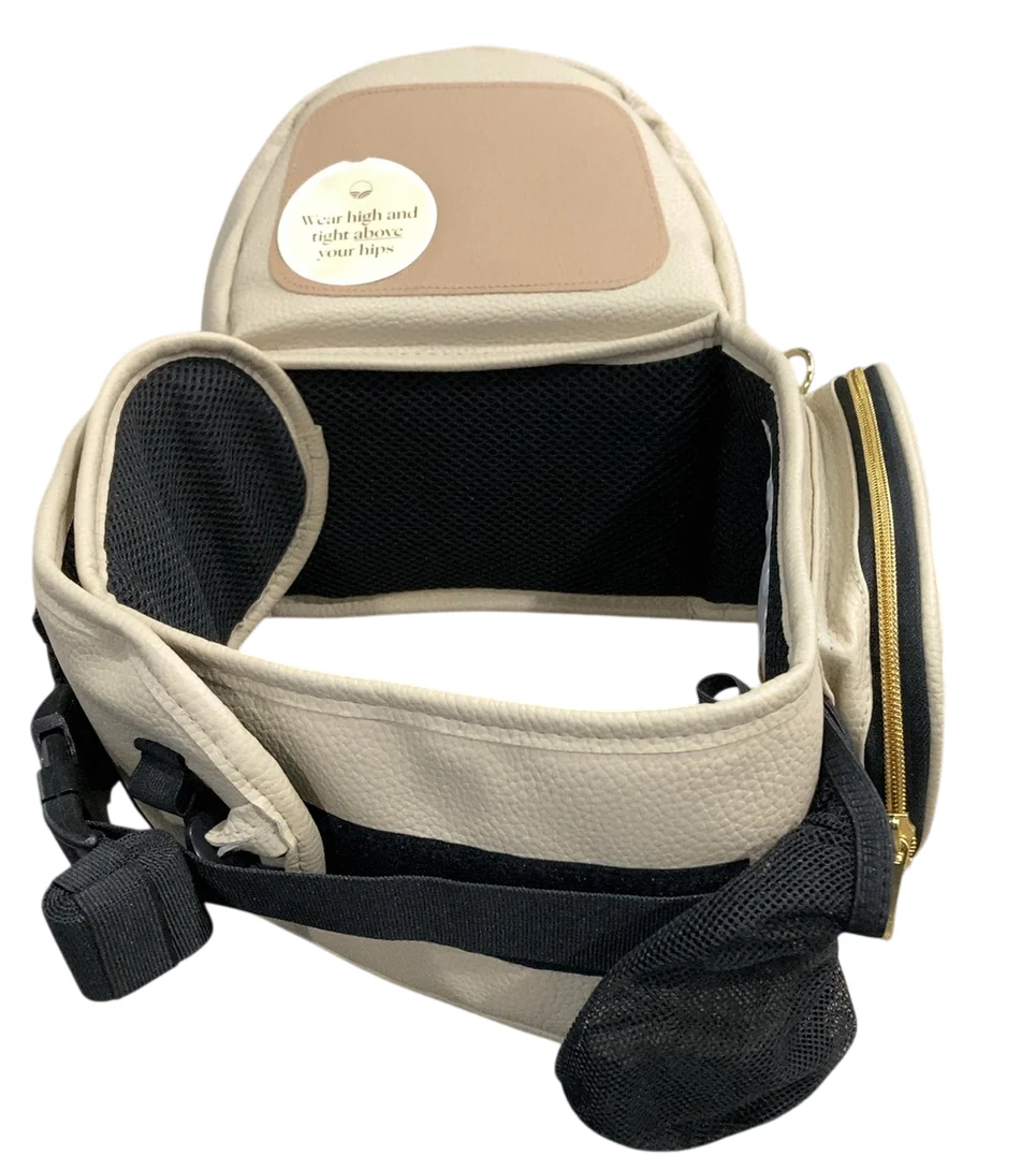 TushBaby Hip Baby Carrier, Vegan Leather Cream - Image 3