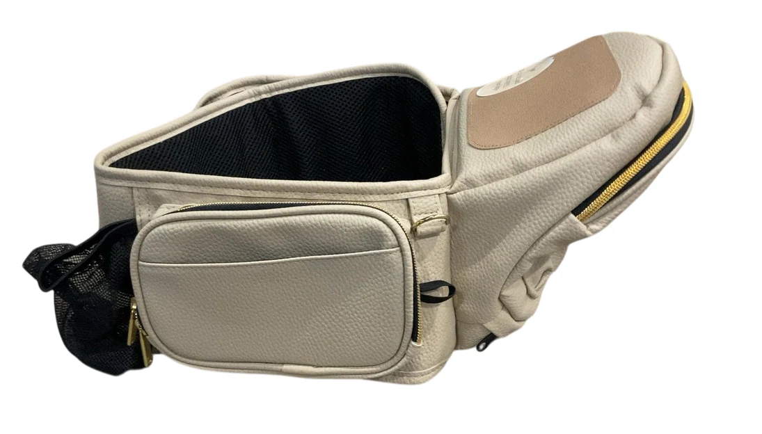 TushBaby Hip Baby Carrier, Vegan Leather Cream - Image 4