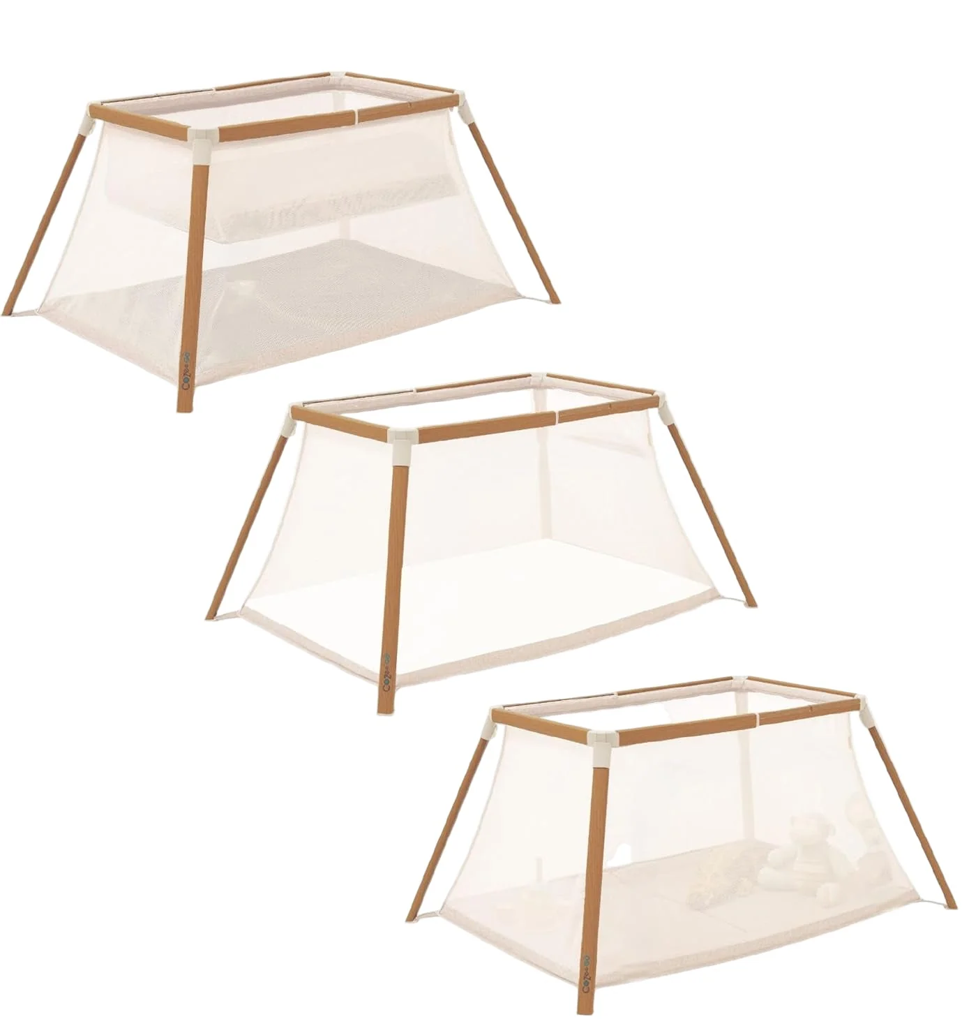 Tutti Bambini CoZee Go 3-in-1 Bassinet/Travel Cot/Playpen, Scandinavian Walnut & Ecru - Image 2