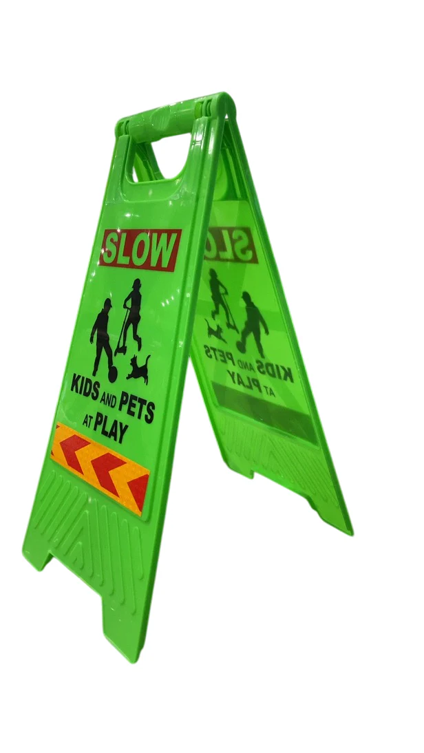 Unknown Children Playing Safety Sign, Neon Green - Image 3