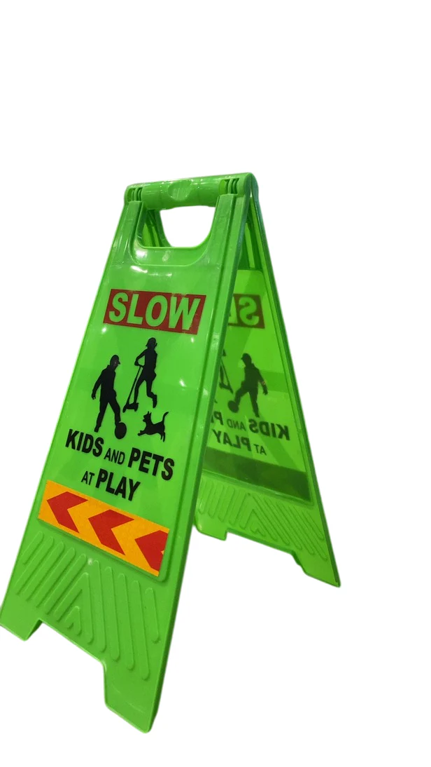 Unknown Children Playing Safety Sign, Neon Green - Image 3