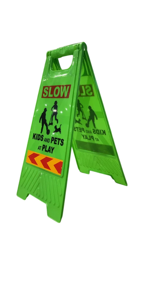 Unknown Children Playing Safety Sign, Neon Green - Image 4