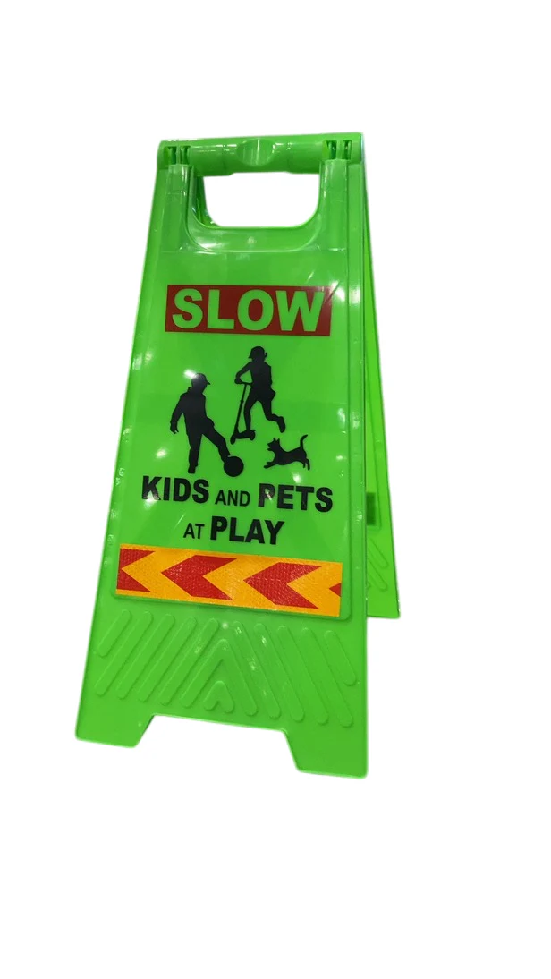 Unknown Children Playing Safety Sign, Neon Green - Image 3
