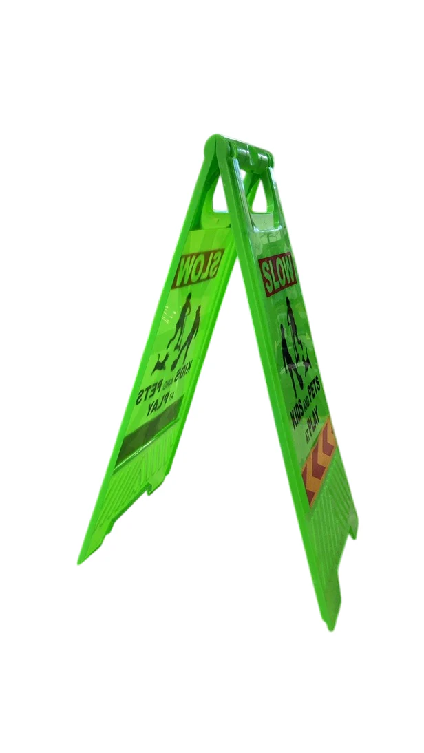 Unknown Children Playing Safety Sign, Neon Green - Image 4