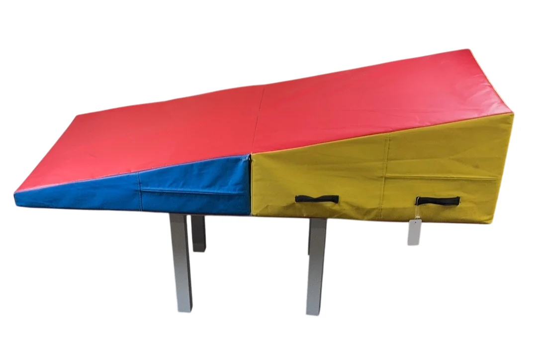 Folding Gym Mat, 64lx14w, Red,Blue,Yellow