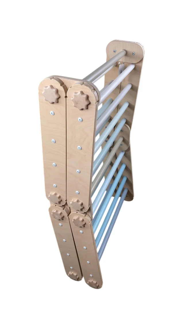 Montessori Climbing Set, Triangle And Ramp, Natural/Blue/Grey - Image 3