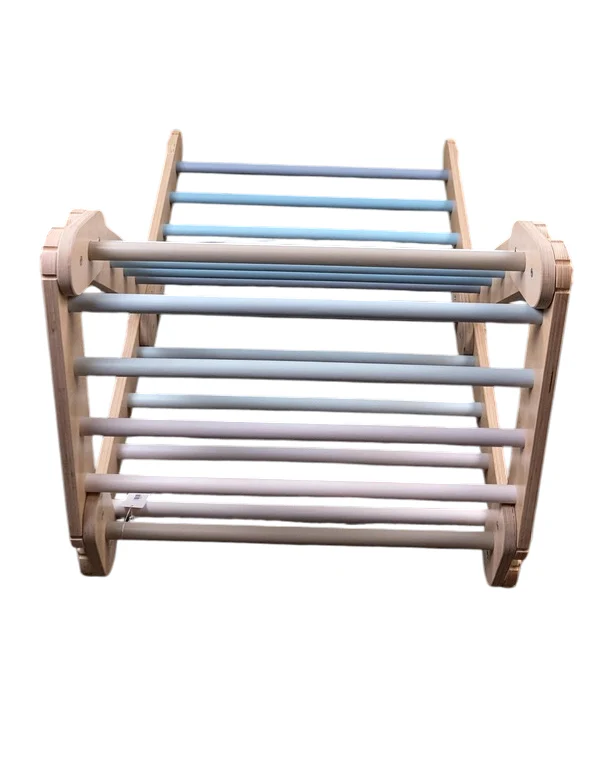 Montessori Climbing Set, Triangle And Ramp, Natural/Blue/Grey - Image 4
