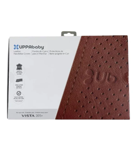 UPPAbaby 2015+ VISTA Leather Handlebar Covers, Saddle (Brown) - Image 4