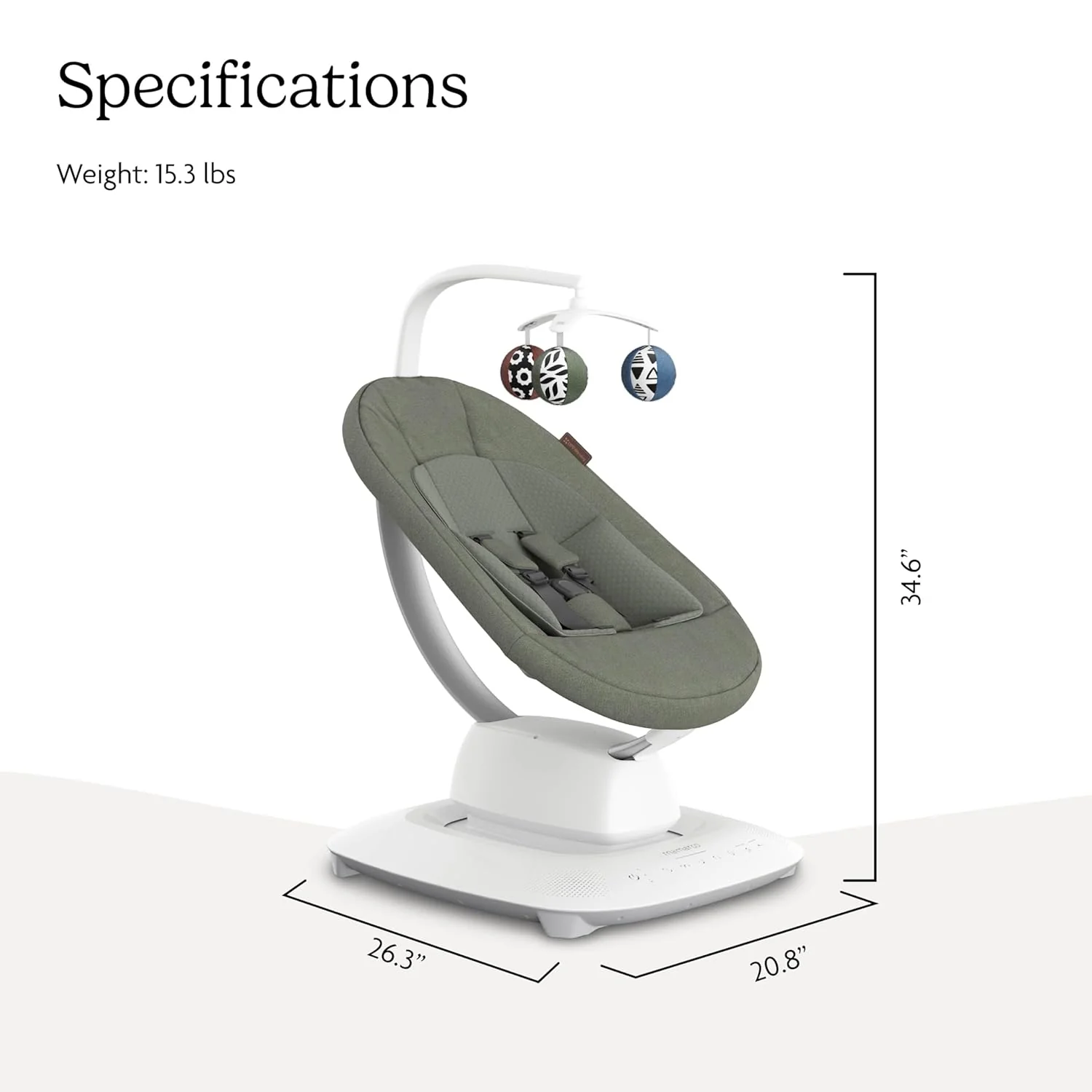UPPAbaby Mamaroo Smart Swing, Camila (Dark Green Melange) - Image 5