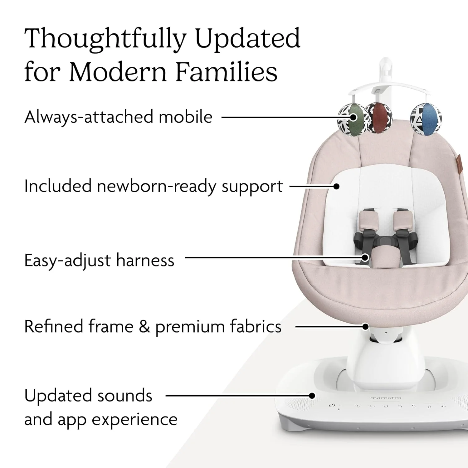 UPPAbaby Mamaroo Smart Swing, Charlie (Sand Melange) - Image 2