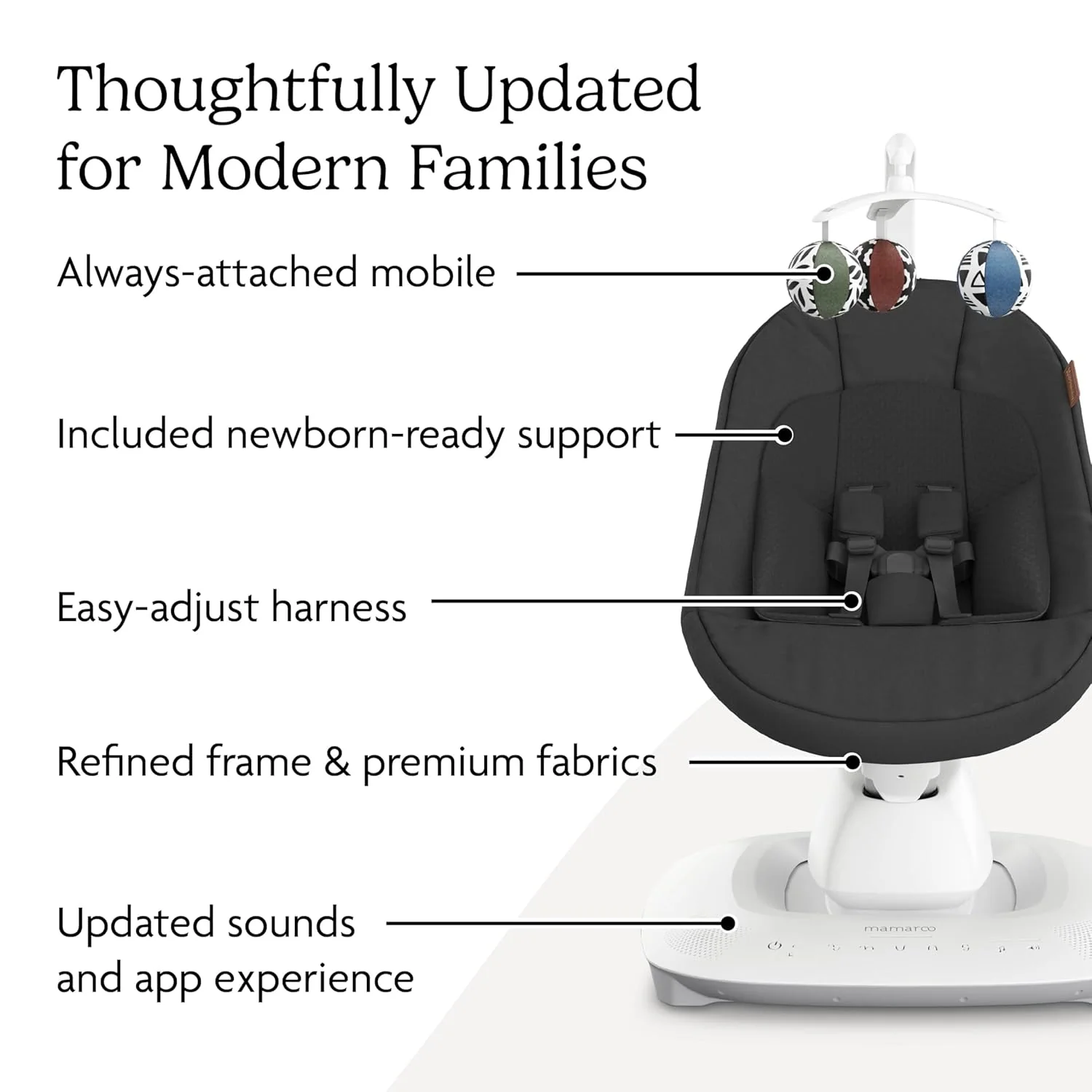 UPPAbaby Mamaroo Smart Swing, Jake (Charcoal Melange) - Image 2