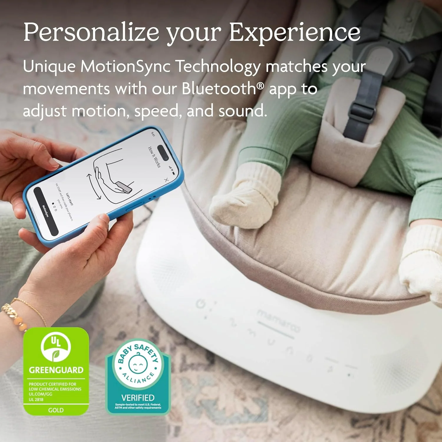 UPPAbaby Mamaroo Smart Swing, Stella (Grey Melange) - Image 4