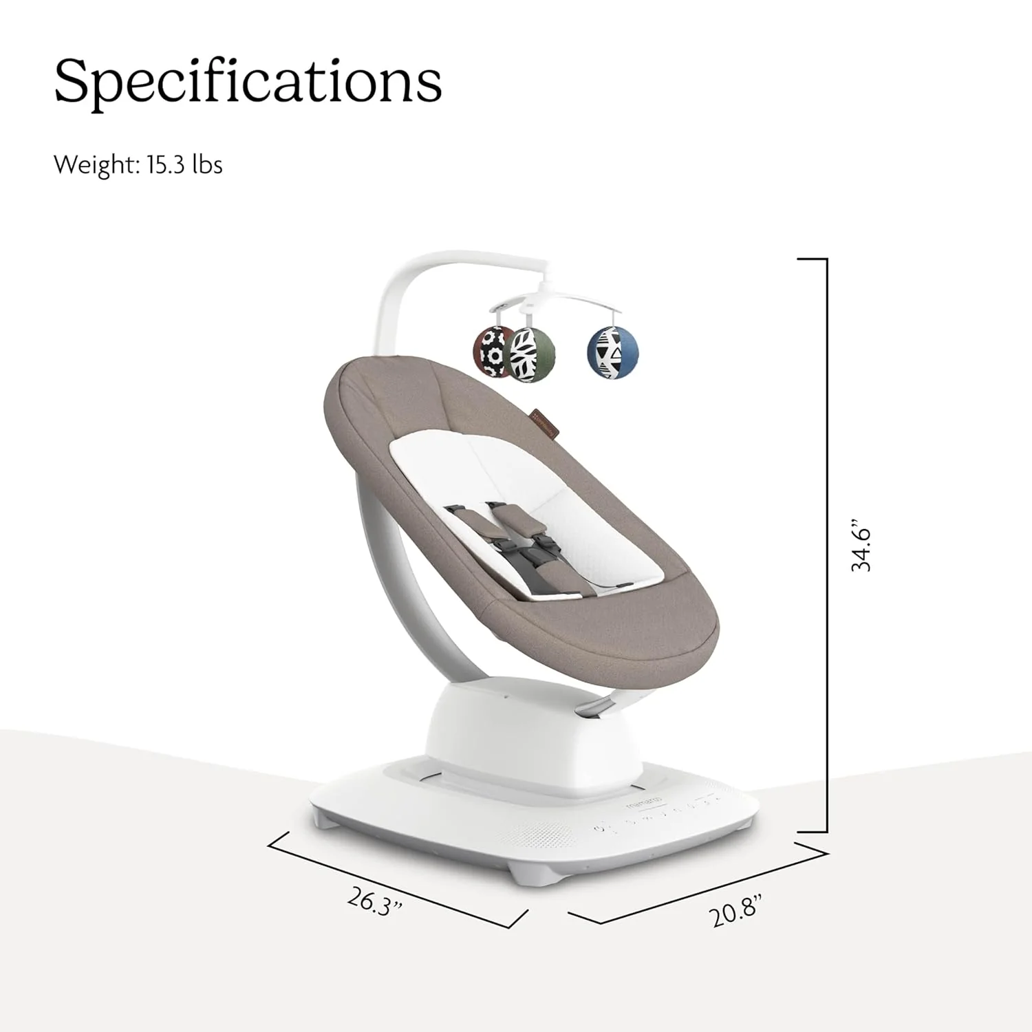 UPPAbaby Mamaroo Smart Swing, Wells (Dark Taupe Melange) - Image 3