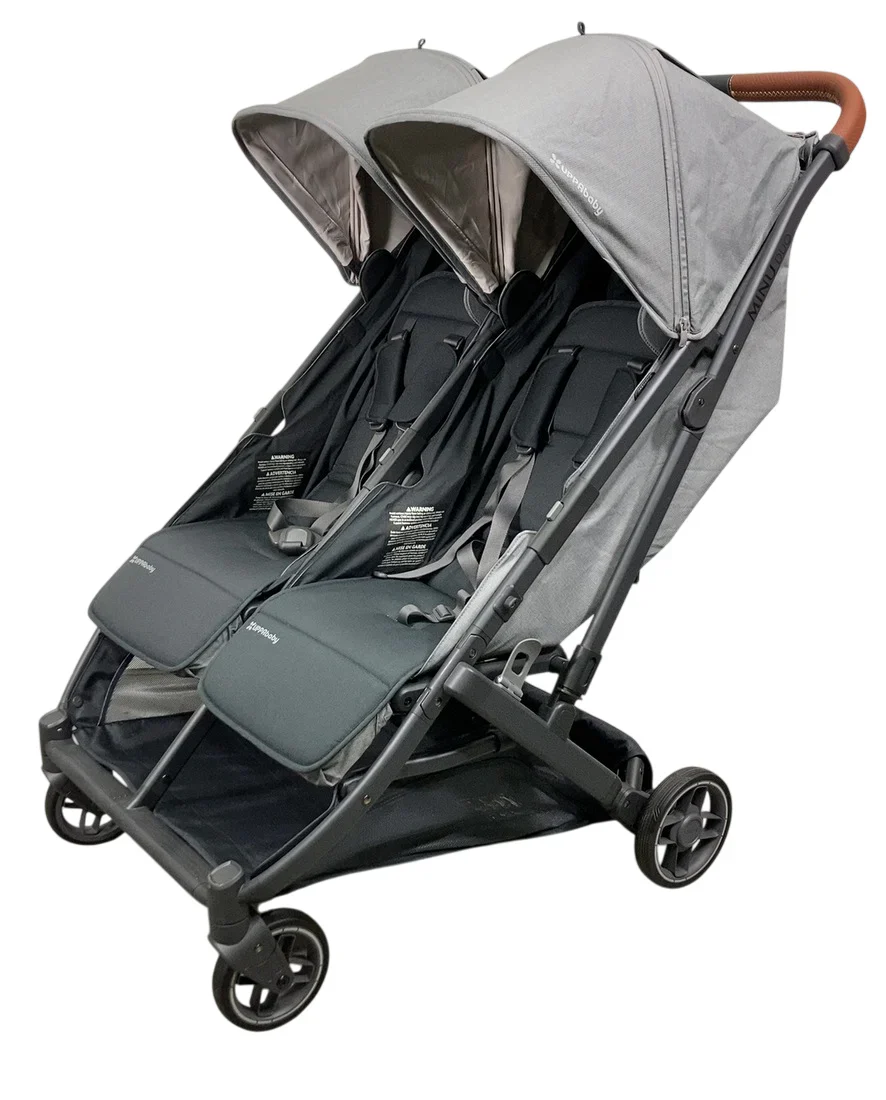 UPPAbaby Minu Duo Stroller, 2024, Greyson(Charcoal Mélange/Carbon Frame/Saddle Leather)