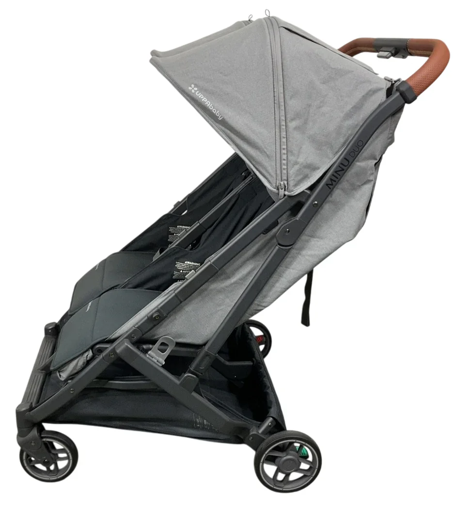 UPPAbaby Minu Duo Stroller, 2024, Greyson(Charcoal Mélange/Carbon Frame/Saddle Leather) - Image 3