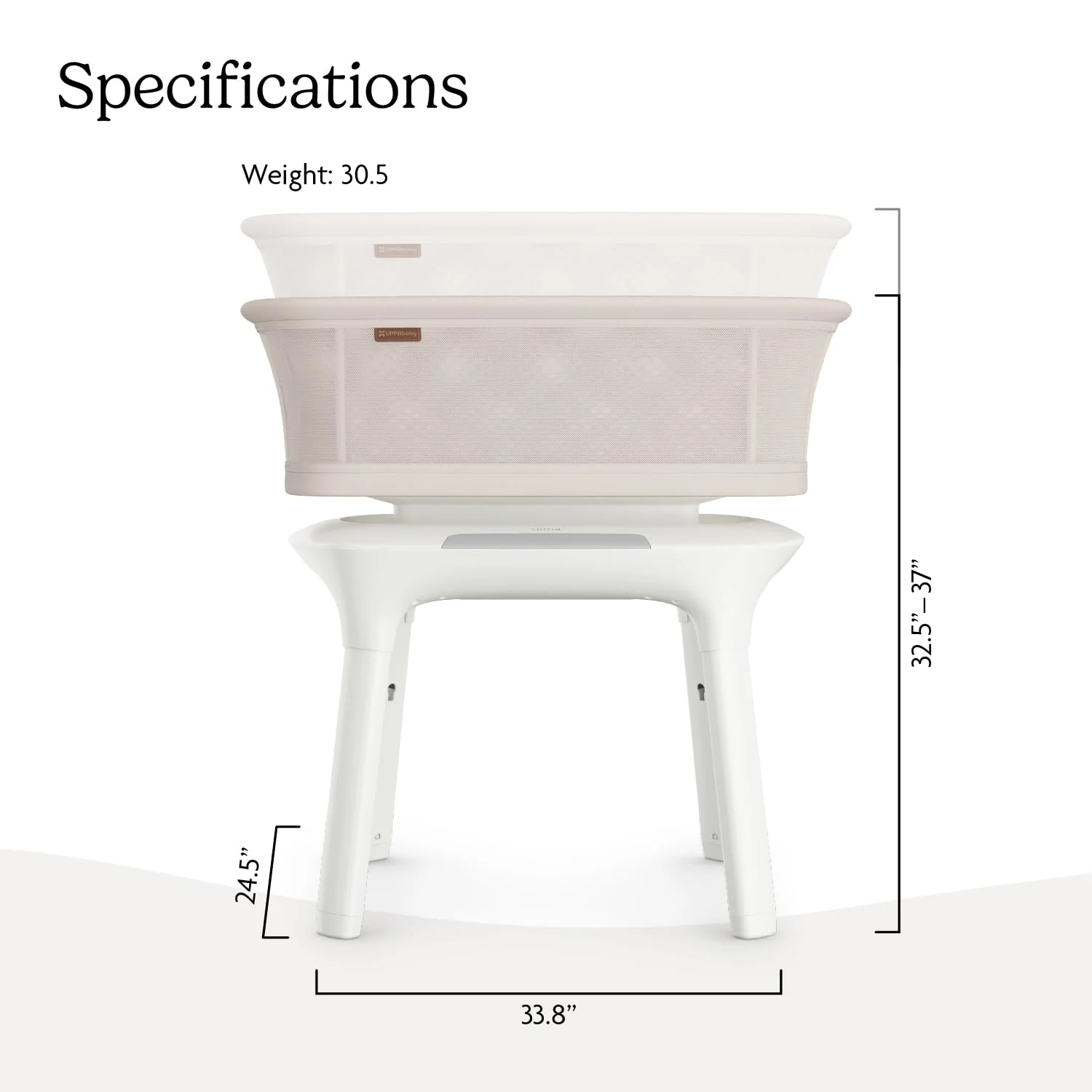 UPPAbaby Soma Smart Bassinet, Charlie (Sand Melange) - Image 2