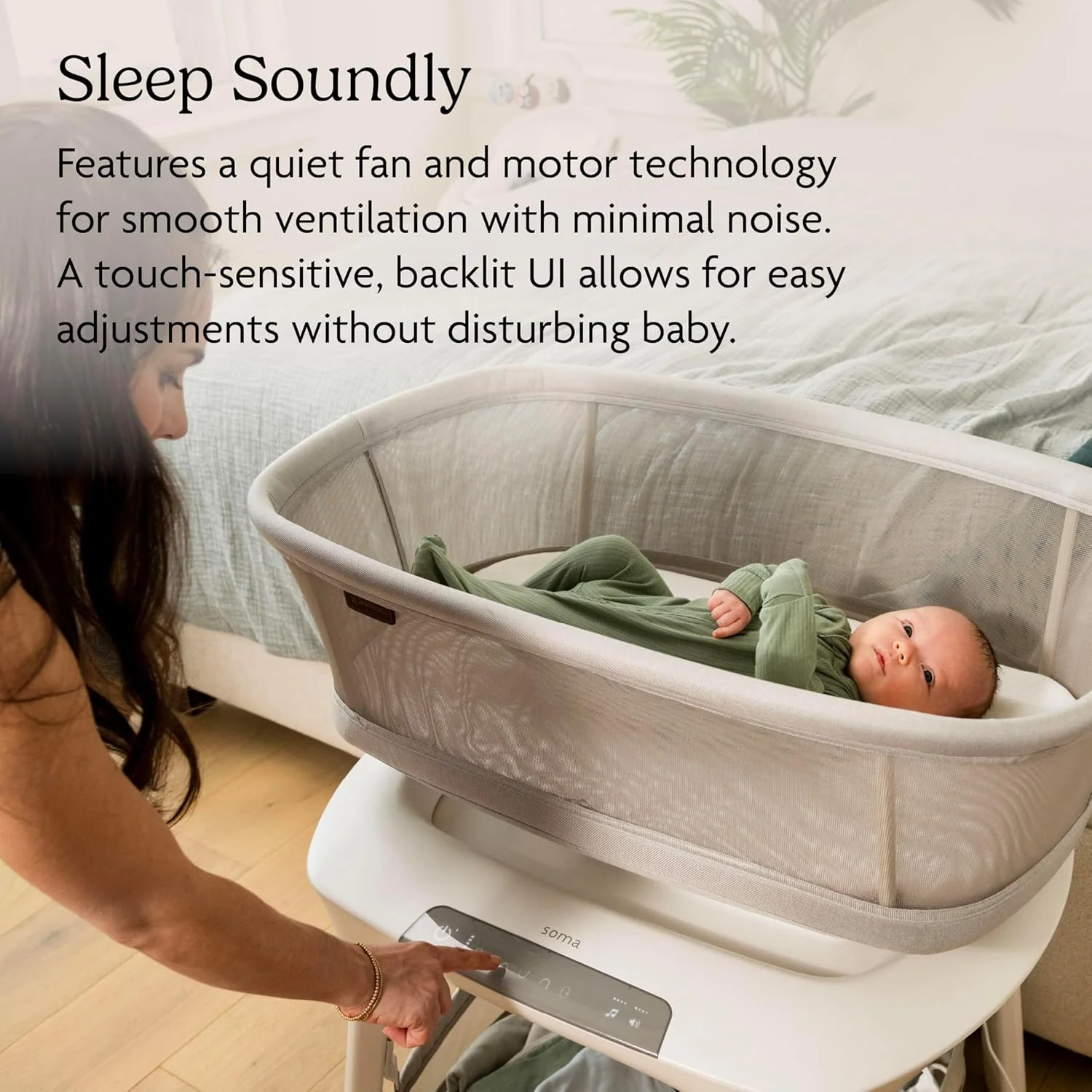 UPPAbaby Soma Smart Bassinet, Charlie (Sand Melange) - Image 4