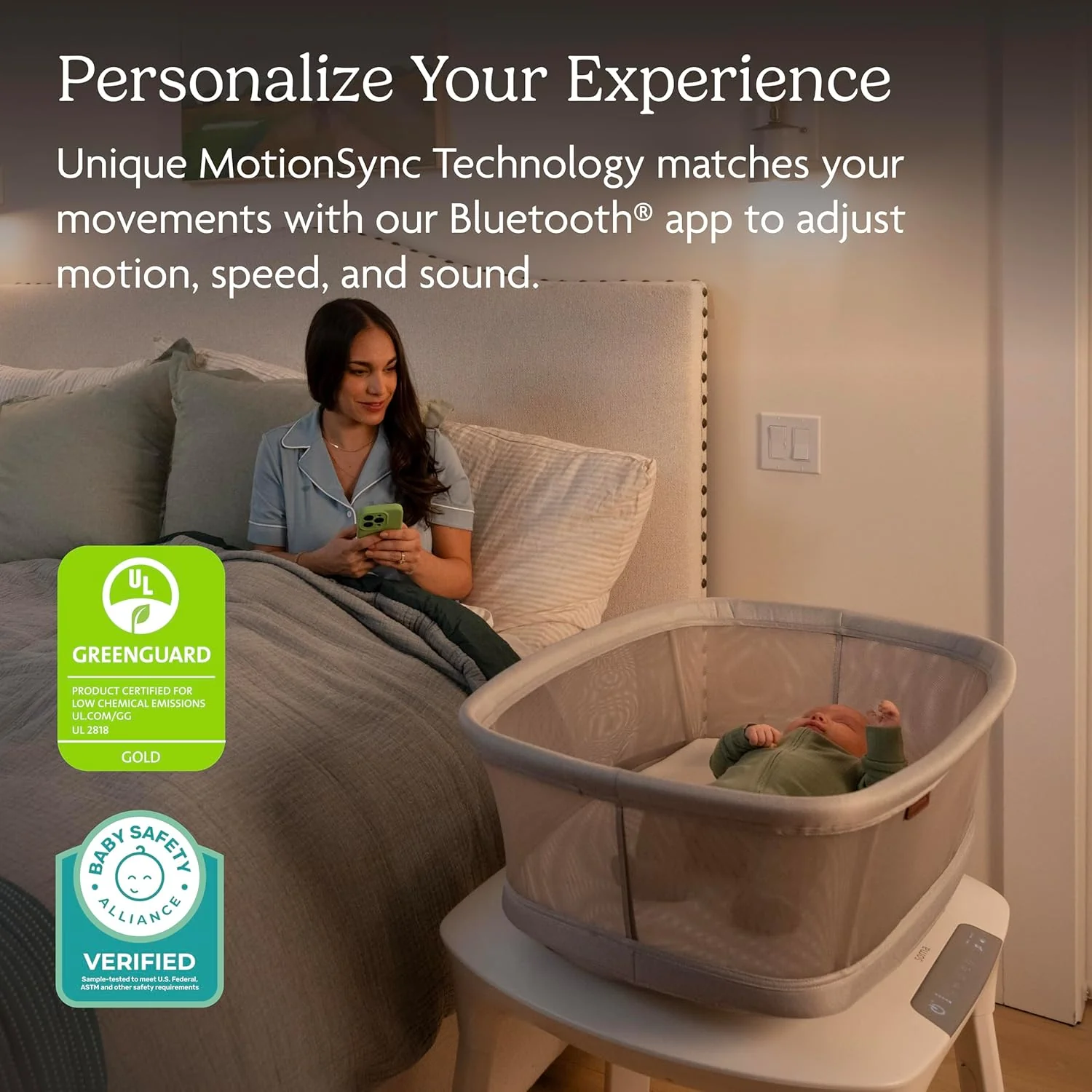 UPPAbaby Soma Smart Bassinet, Charlie (Sand Melange) - Image 5