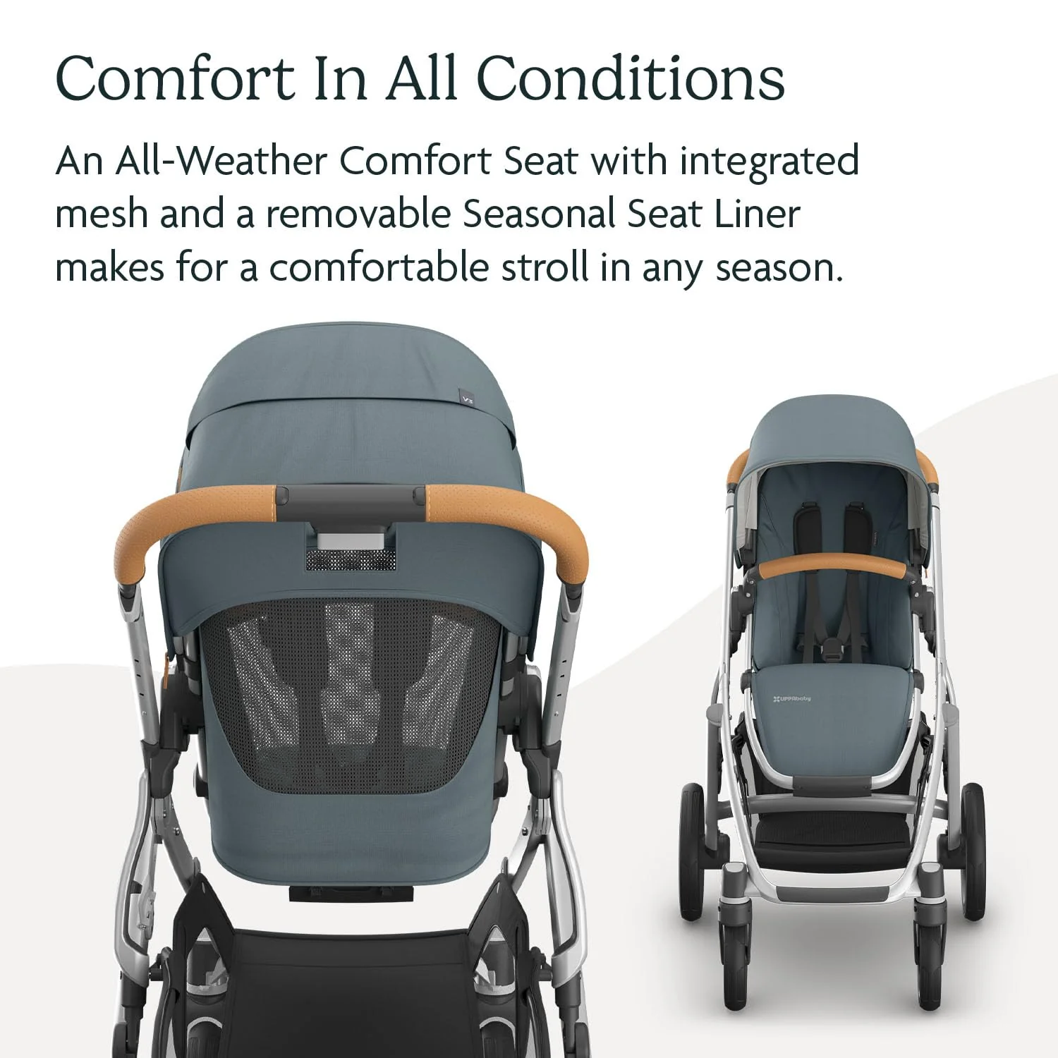 UPPAbaby Vista V3 Stroller, 2025, Callum (Stone Blue/Silver Frame) - Image 3