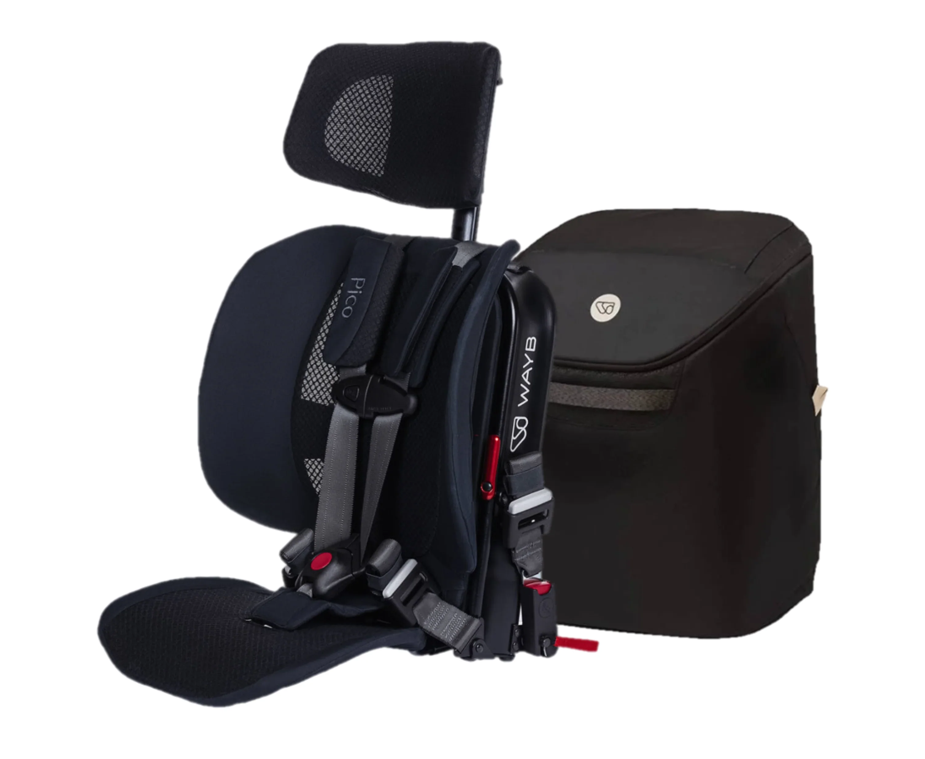 WAYB Pico Portable Car Seat Bundle, Jet, 2024, with Carry Bag