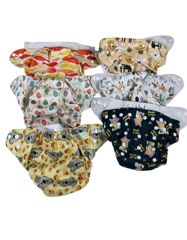 Wegreeco Cloth Diapers 6 Pack with Inserts, Animal World - Image 2