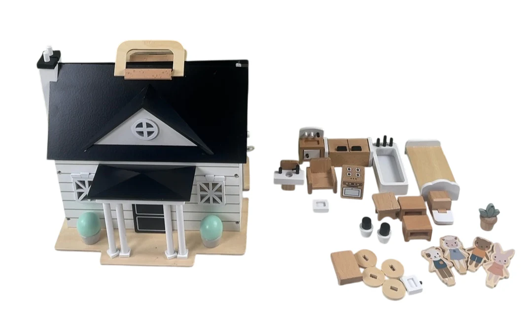 Wonder and Wise Home Sweet Home Dollhouse, Black/white
