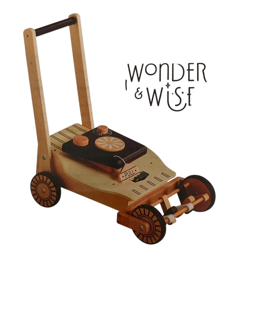 Wonder and Wise Lawn Mower Push Walker Toy, Wooden - Image 2