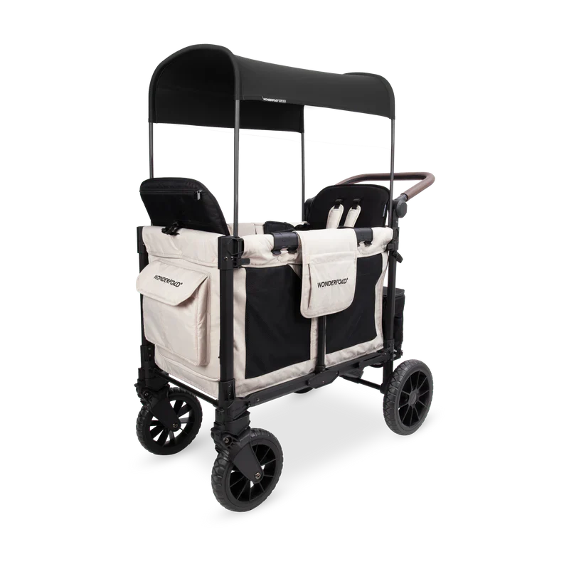Wonderfold W2 Luxe Pro Double Stroller Wagon, Sandy Beige, 2 Seater