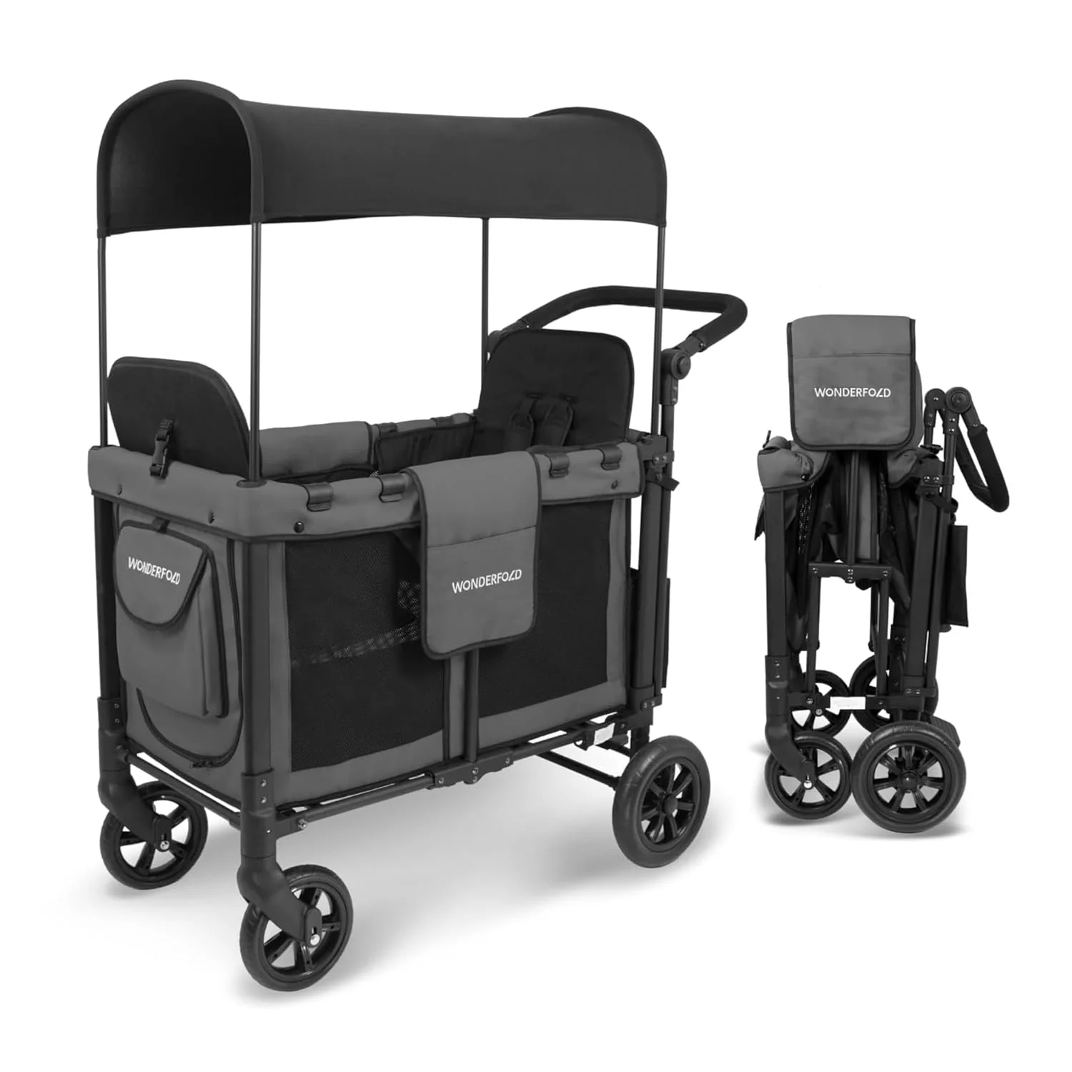 Wonderfold W2 Original Multifunctional Double Stroller Wagon, 2023, Grey