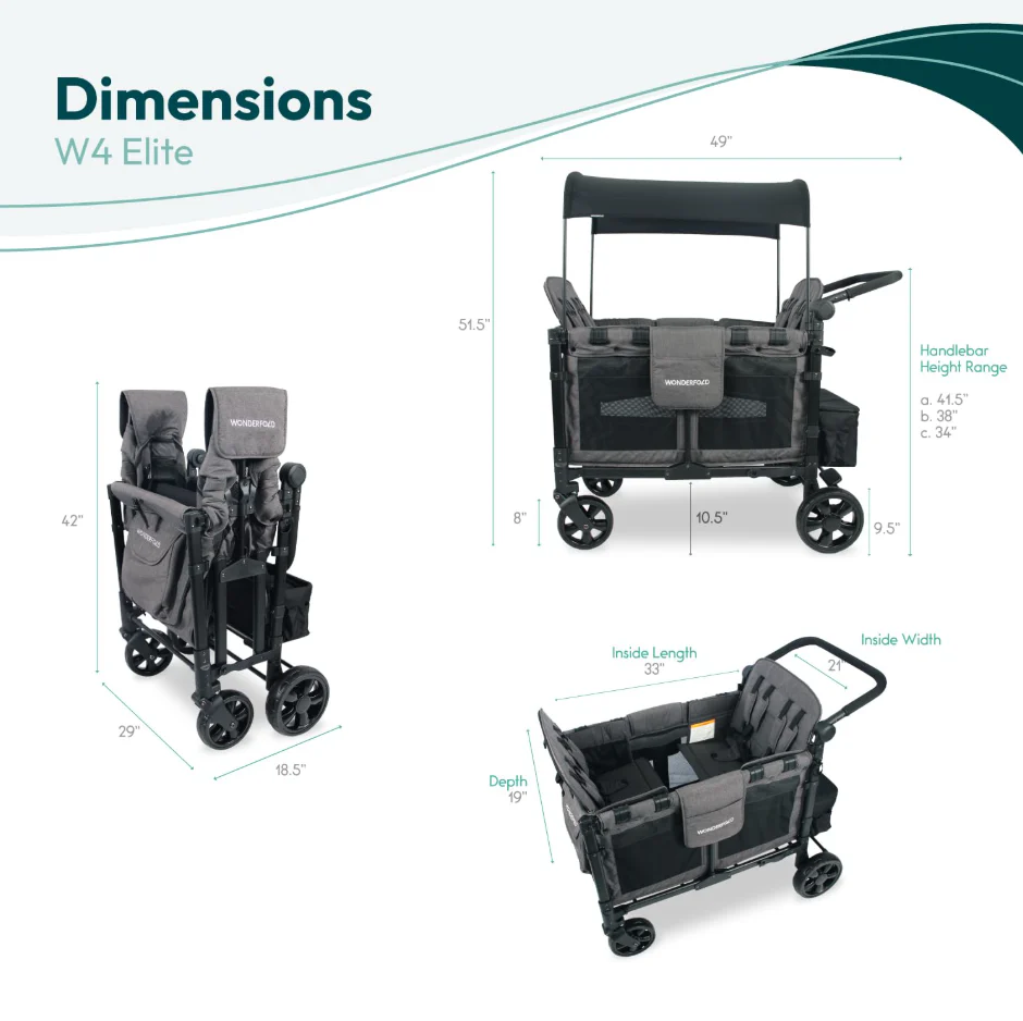 Wonderfold W4 Elite Stroller Wagon, 2024, Charcoal Gray - Image 3