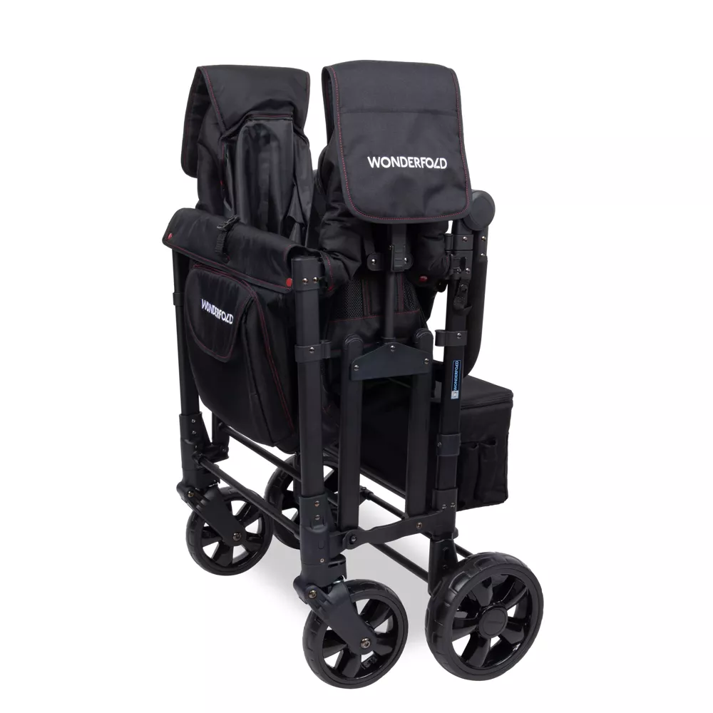 Wonderfold W4 Elite Stroller Wagon, 2025, Black with Red Stitching - Image 5