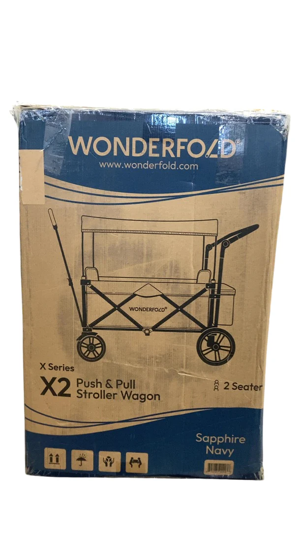 Wonderfold X2 Push + Pull Double Stroller Wagon, 2024, Sapphire Navy - Image 2